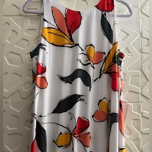 Floral Sleeveless Dress with Red and Yellow Accents